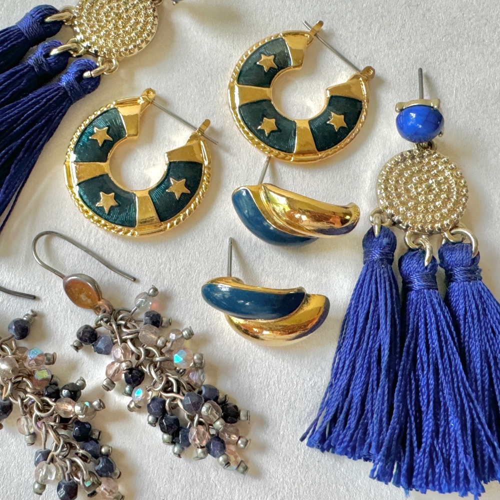 Set of 4 Blue Earrings Set, Sugarfix, Nautical